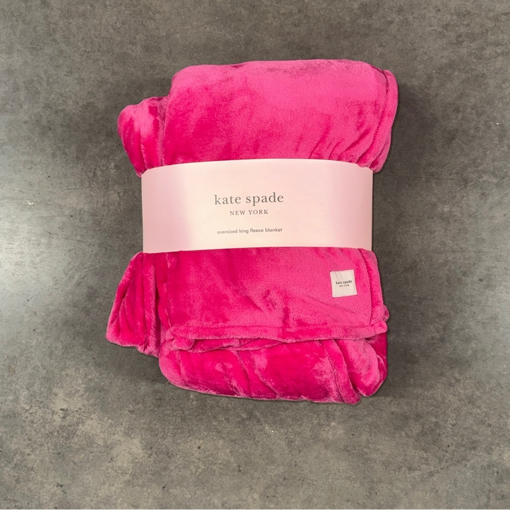 KATE SPADE KING FLEECE BLANKET PINK FUCHSIA